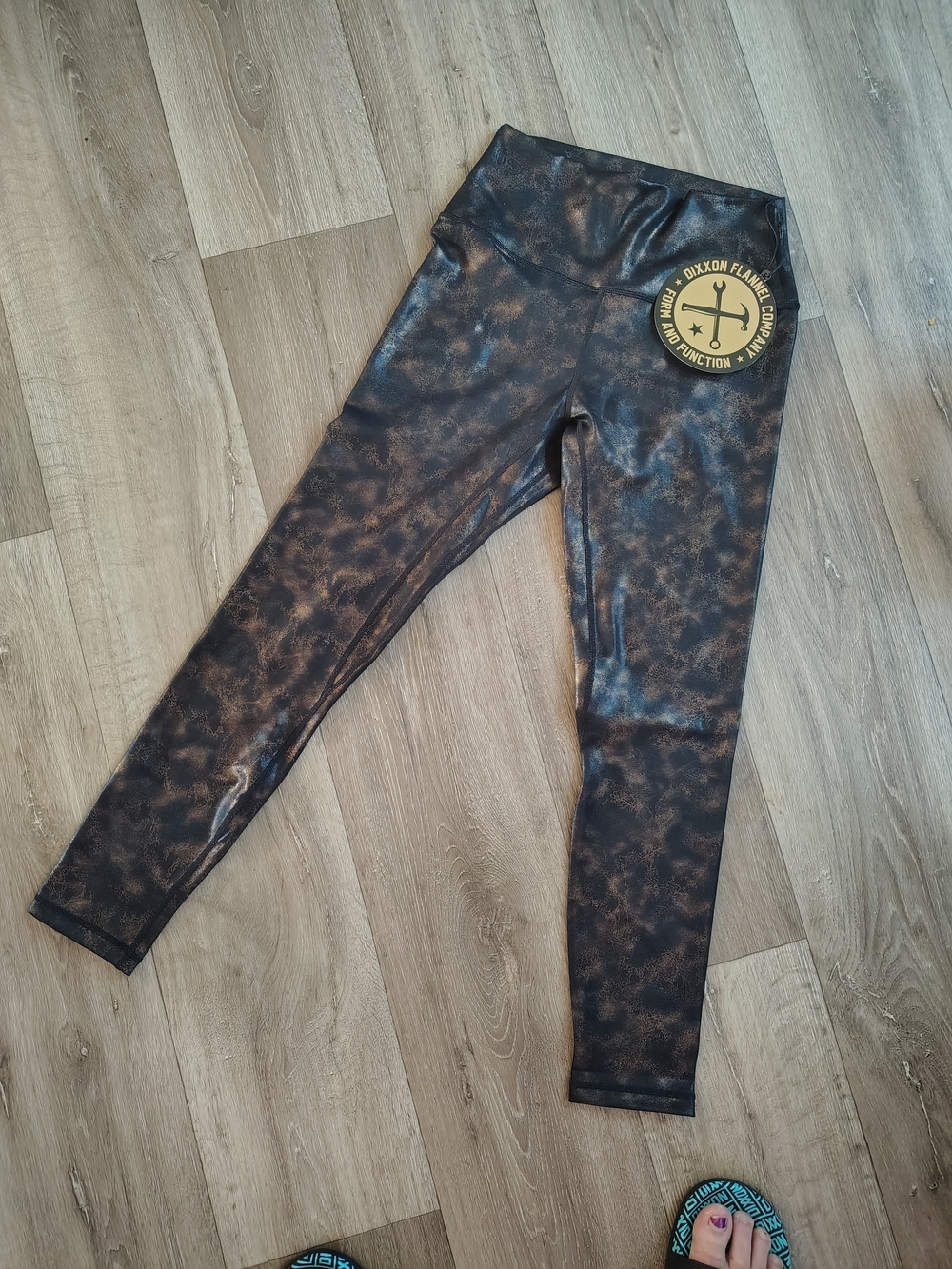 DIXXON Black & Brown Tie-Dye Active Leggings with Logo Patch